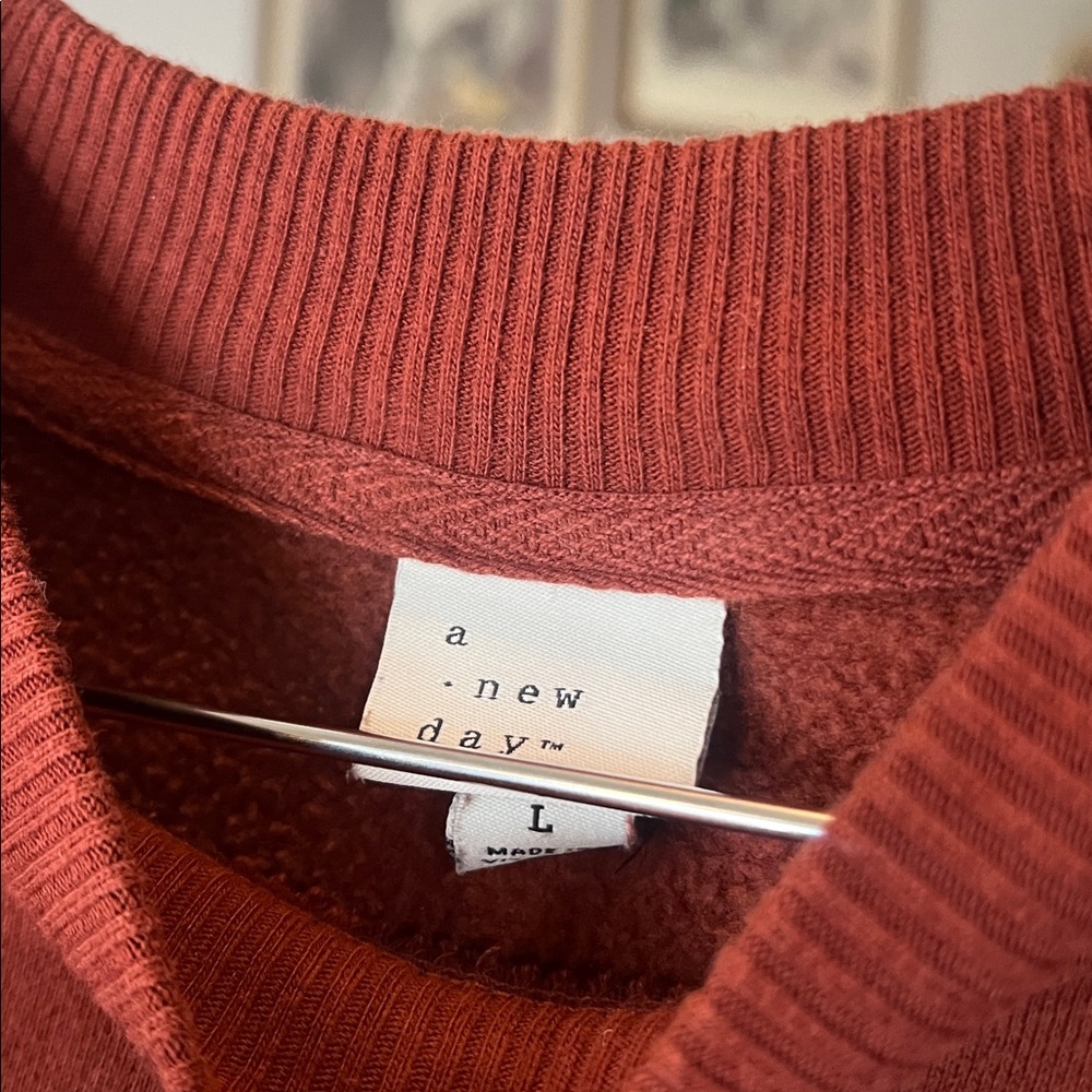 A New Day Women's Rust Crewneck Pullover - Size L - Picture 4 of 11